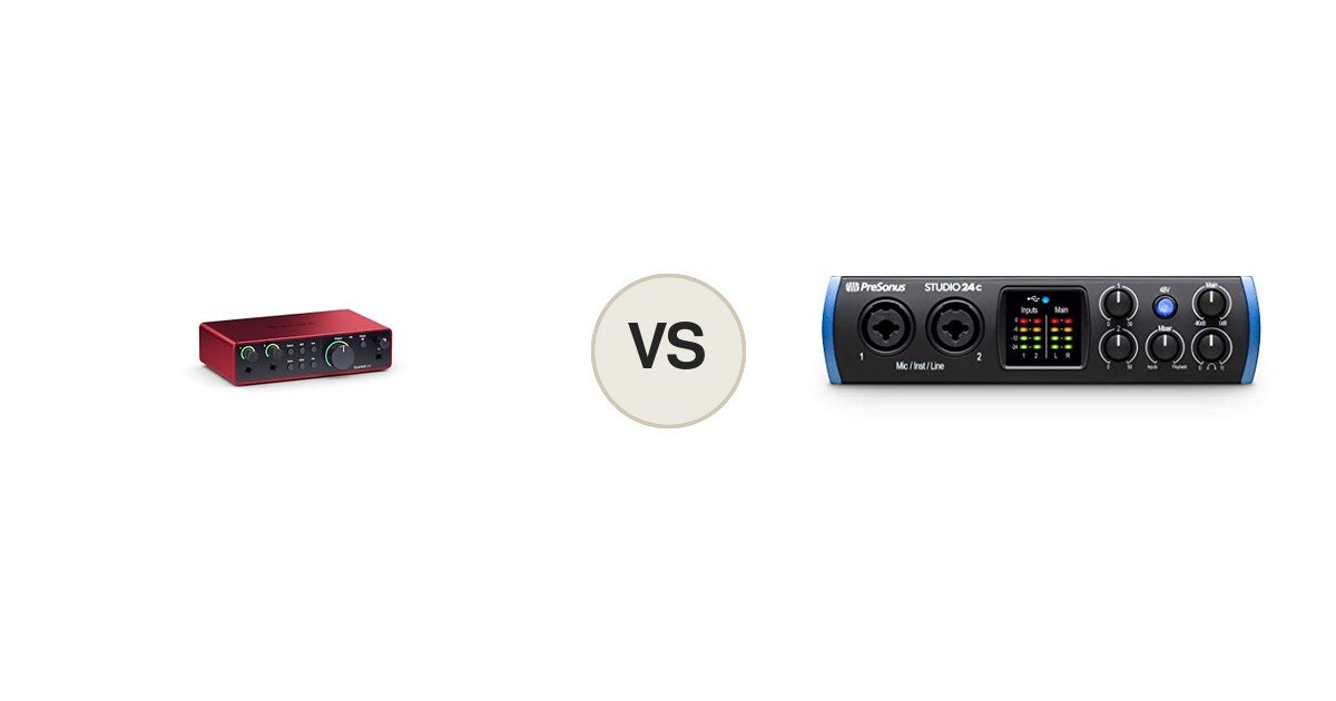 Montaje comparativo: Focusrite Scarlett 2i2 y PreSonus Studio 24c