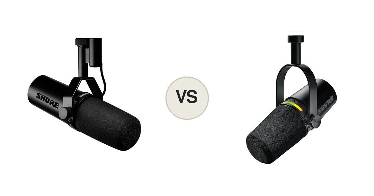 Shure SM7dB frente a Shure MV7+, comparativa de micrófonos dinámicos