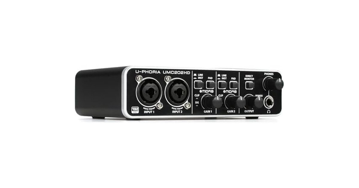 Behringer U-PHORIA UMC202HD, interfaz de audio USB de dos entradas con preamplificadores MIDAS